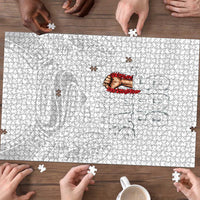 Super Samoa-Six Eight Five to The World Puzzle Traditional Samoan Tattoo All White