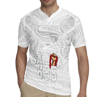 Super Samoa-Six Eight Five to The World Rugby Jersey Traditional Samoan Tattoo All White LT03 - Polynesian Pride