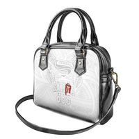 Super Samoa-Six Eight Five to The World Shoulder Handbag Traditional Samoan Tattoo All White LT03 - Polynesian Pride