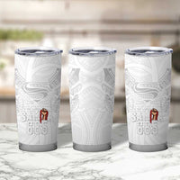 Super Samoa-Six Eight Five to The World Tumbler Cup Traditional Samoan Tattoo All White