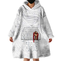 Super Samoa-Six Eight Five to The World Wearable Blanket Hoodie Traditional Samoan Tattoo All White LT03 - Polynesian Pride