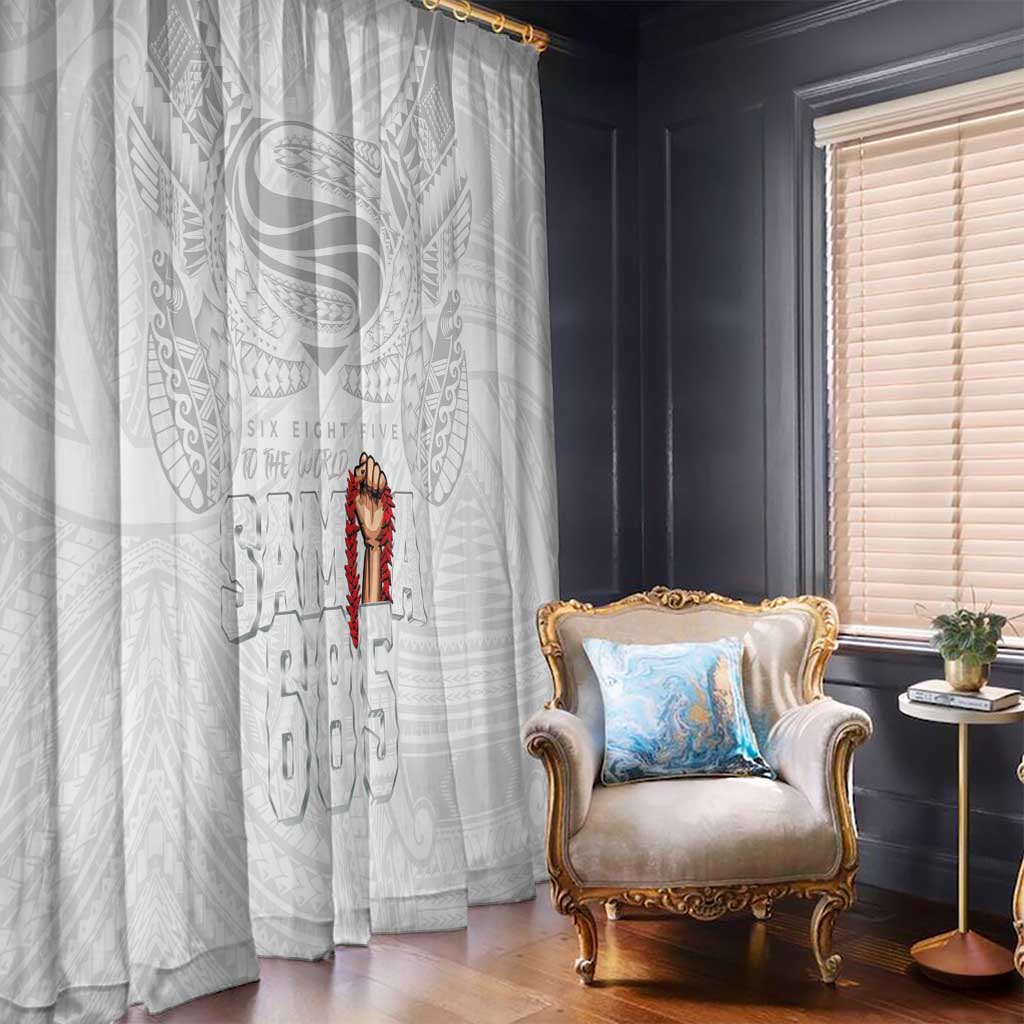 Super Samoa-Six Eight Five to The World Window Curtain Traditional Samoan Tattoo All White
