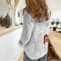 Super Samoa-Six Eight Five to The World Women Casual Shirt Traditional Samoan Tattoo All White LT03 - Polynesian Pride