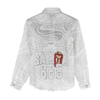 Super Samoa-Six Eight Five to The World Women Casual Shirt Traditional Samoan Tattoo All White LT03 - Polynesian Pride