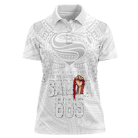 Super Samoa-Six Eight Five to The World Women Polo Shirt Traditional Samoan Tattoo All White LT03 Female White - Polynesian Pride