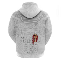 Super Samoa-Six Eight Five to The World Zip Hoodie Traditional Samoan Tattoo All White