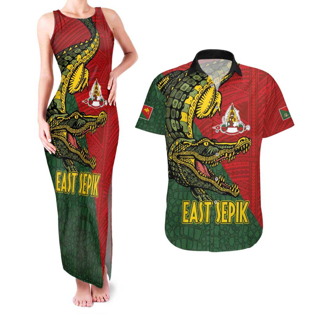 Sepik River Crocodile & Arts Festival Melanesian Pattern Couples Matching Tank Maxi Dress and Hawaiian Shirt