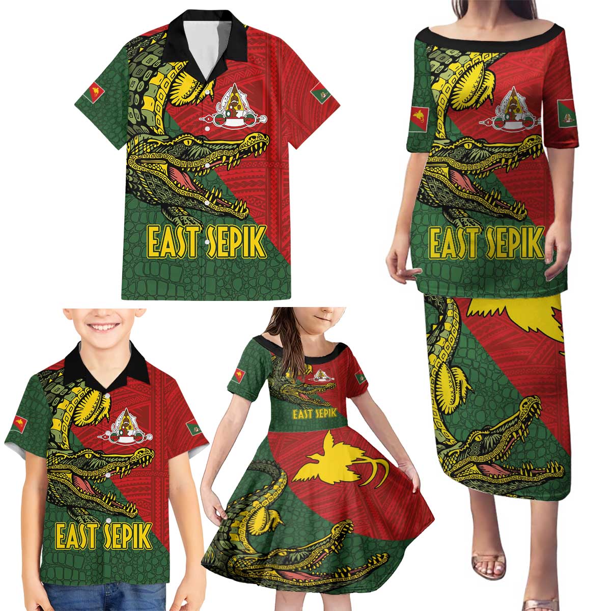 Sepik River Crocodile & Arts Festival Melanesian Pattern Family Matching Puletasi and Hawaiian Shirt LT03 - Polynesian Pride
