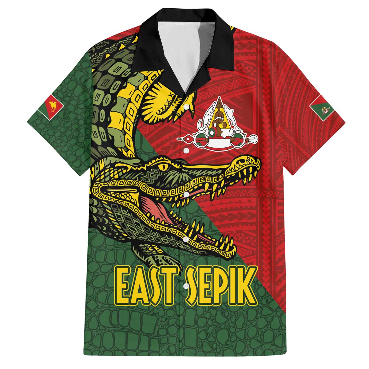 Sepik River Crocodile & Arts Festival Melanesian Pattern Family Matching Puletasi and Hawaiian Shirt LT03 Dad's Shirt - Short Sleeve Red - Polynesian Pride