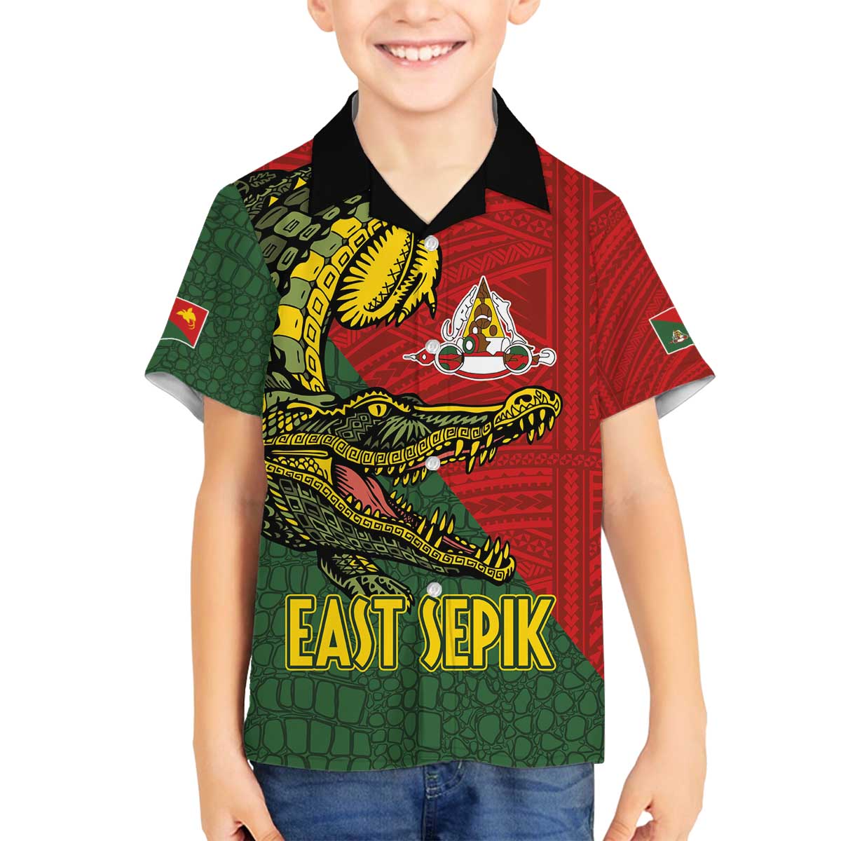 Sepik River Crocodile & Arts Festival Melanesian Pattern Family Matching Puletasi and Hawaiian Shirt LT03 Son's Shirt Red - Polynesian Pride