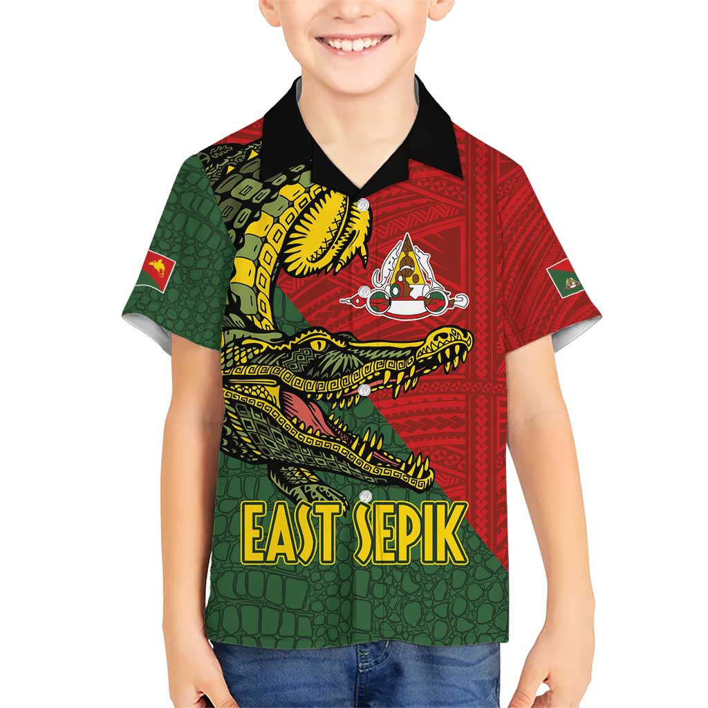 Sepik River Crocodile & Arts Festival Melanesian Pattern Kid Hawaiian Shirt LT03 Kid Red - Polynesian Pride