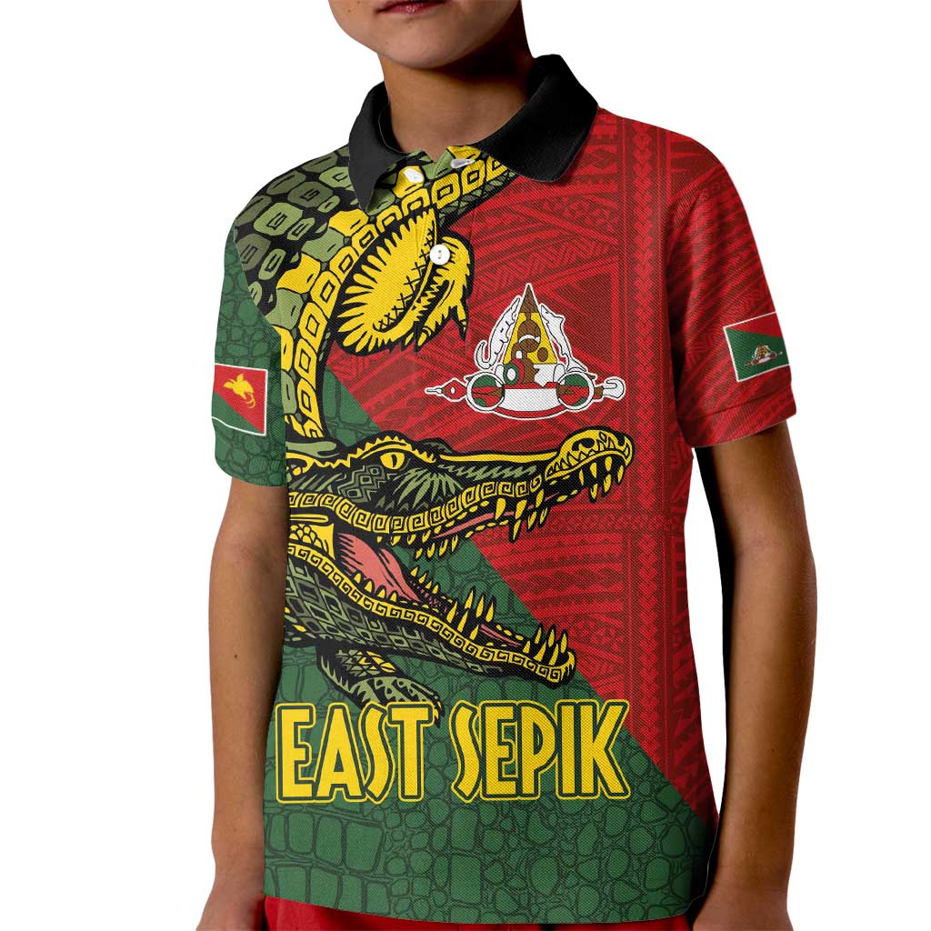 Sepik River Crocodile & Arts Festival Melanesian Pattern Kid Polo Shirt LT03 Kid Red - Polynesian Pride