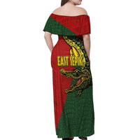 Sepik River Crocodile & Arts Festival Melanesian Pattern Off Shoulder Maxi Dress