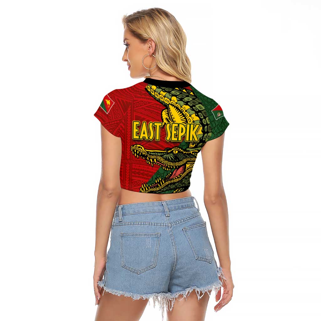 Sepik River Crocodile & Arts Festival Melanesian Pattern Raglan Cropped T Shirt
