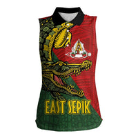 Sepik River Crocodile & Arts Festival Melanesian Pattern Women Sleeveless Polo Shirt LT03 Female Red - Polynesian Pride