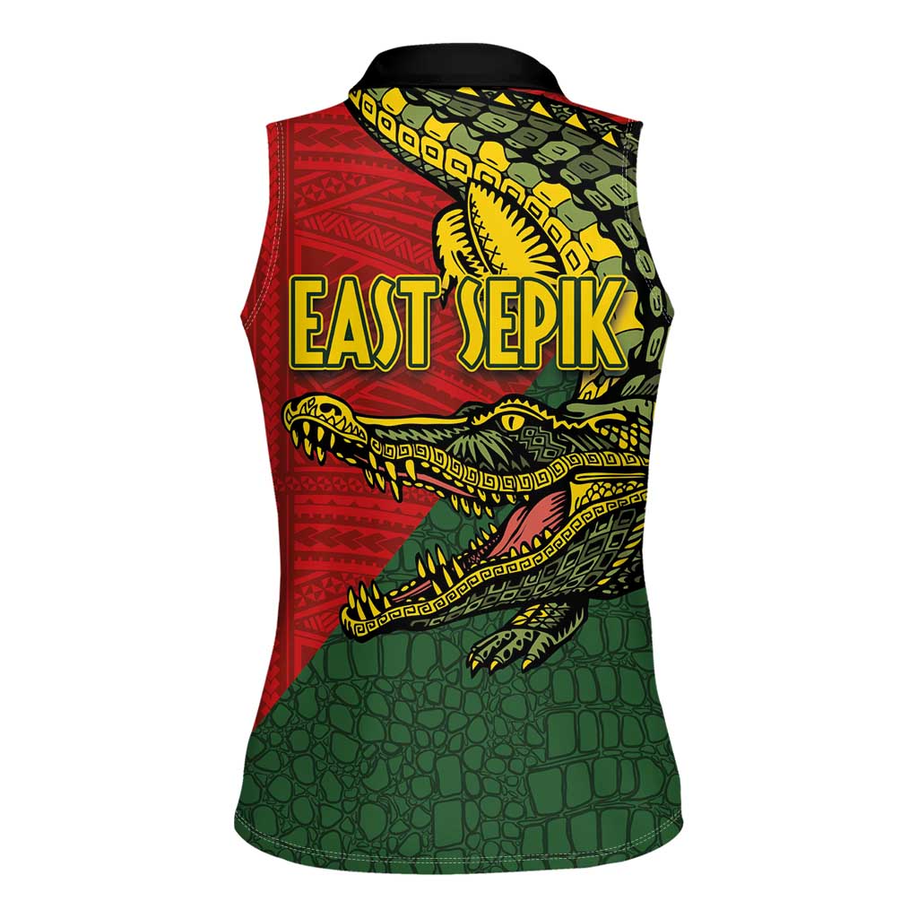 Sepik River Crocodile & Arts Festival Melanesian Pattern Women Sleeveless Polo Shirt LT03 - Polynesian Pride