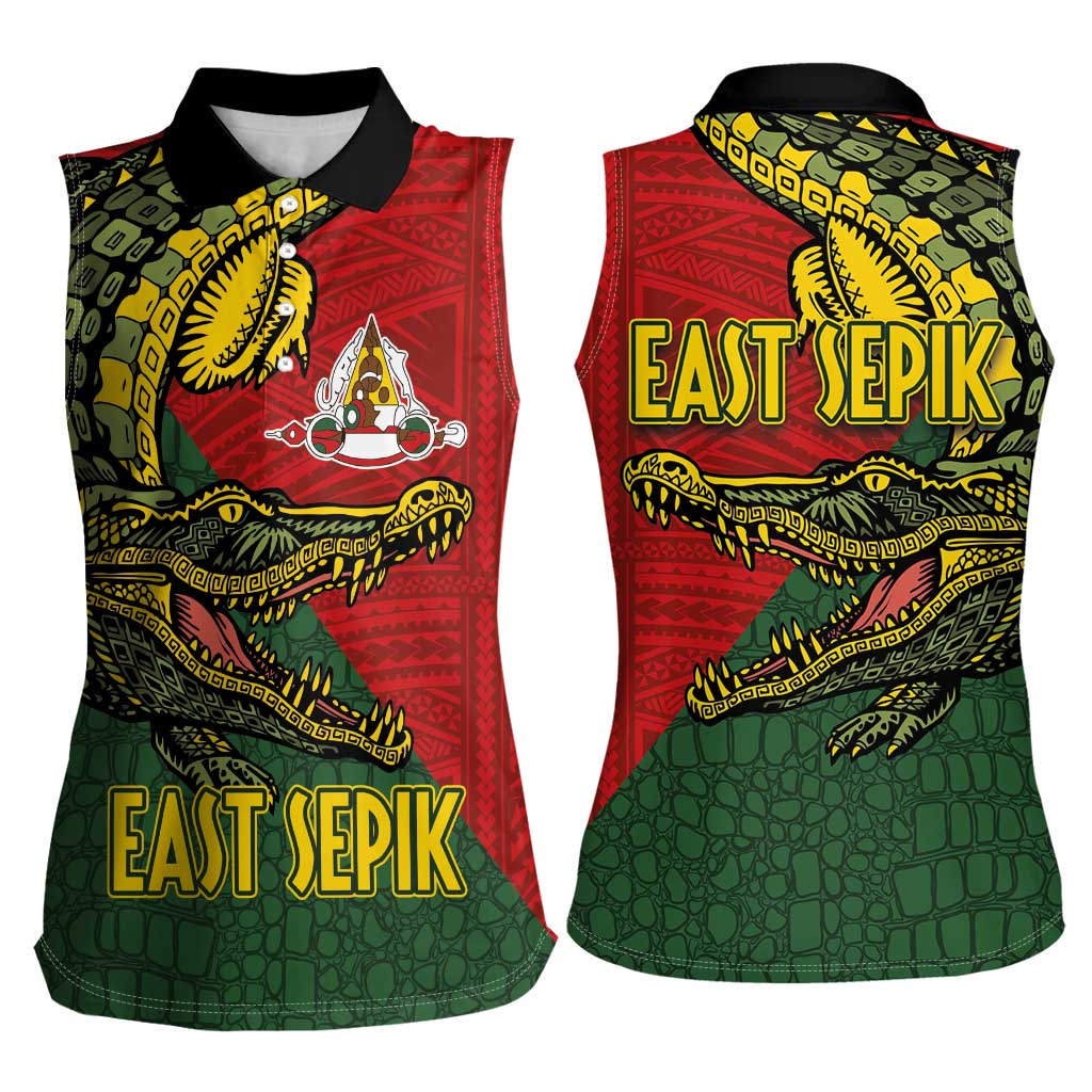 Sepik River Crocodile & Arts Festival Melanesian Pattern Women Sleeveless Polo Shirt LT03 - Polynesian Pride