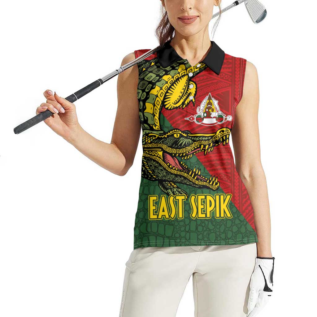 Sepik River Crocodile & Arts Festival Melanesian Pattern Women Sleeveless Polo Shirt LT03 - Polynesian Pride