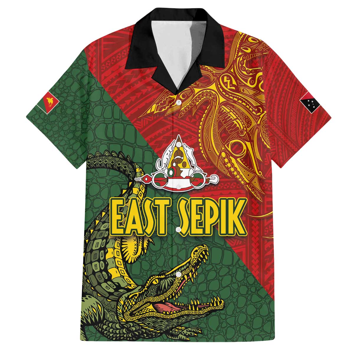 Sepik River Crocodile & Arts Festival Family Matching Off The Shoulder Long Sleeve Dress and Hawaiian Shirt Bird-of-paradise Melanesian Tattoo