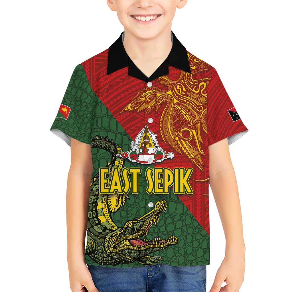 Sepik River Crocodile & Arts Festival Kid Hawaiian Shirt Bird-of-paradise Melanesian Tattoo LT03 Kid Red - Polynesian Pride