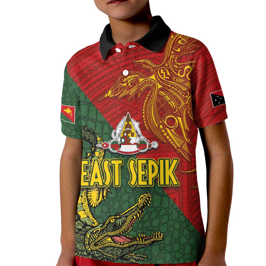 Sepik River Crocodile & Arts Festival Kid Polo Shirt Bird-of-paradise Melanesian Tattoo LT03 Kid Red - Polynesian Pride