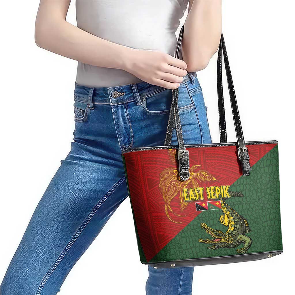 Sepik River Crocodile & Arts Festival Leather Tote Bag Bird-of-paradise Melanesian Tattoo LT03 - Polynesian Pride