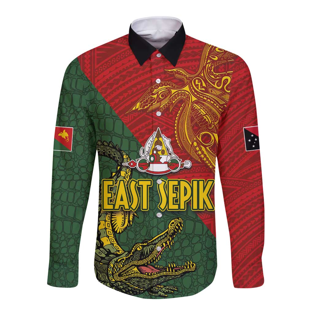 Sepik River Crocodile & Arts Festival Long Sleeve Button Shirt Bird-of-paradise Melanesian Tattoo