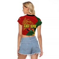 Sepik River Crocodile & Arts Festival Raglan Cropped T Shirt Bird-of-paradise Melanesian Tattoo
