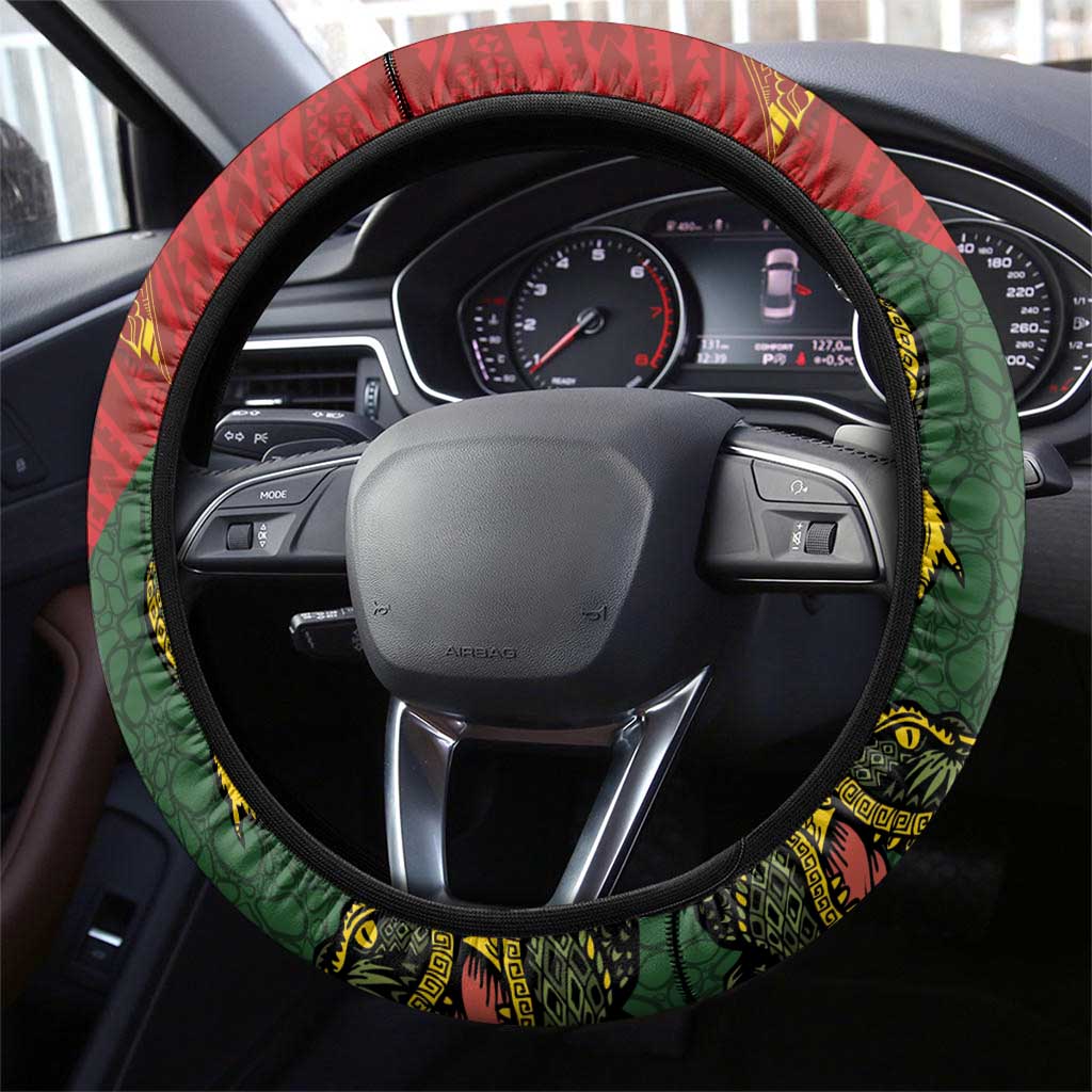 Sepik River Crocodile & Arts Festival Steering Wheel Cover Bird-of-paradise Melanesian Tattoo
