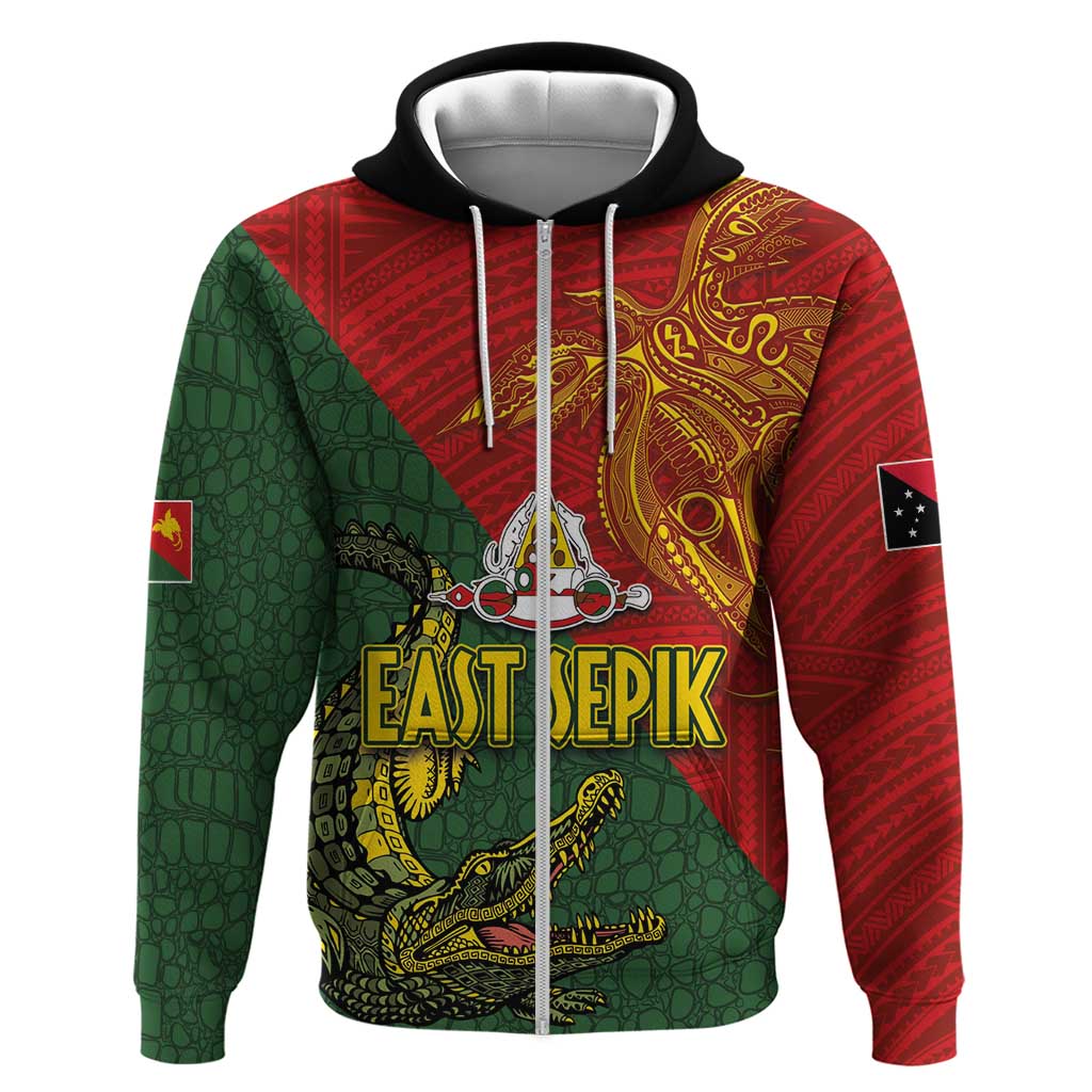 Sepik River Crocodile & Arts Festival Zip Hoodie Bird-of-paradise Melanesian Tattoo LT03 Zip Hoodie Red - Polynesian Pride