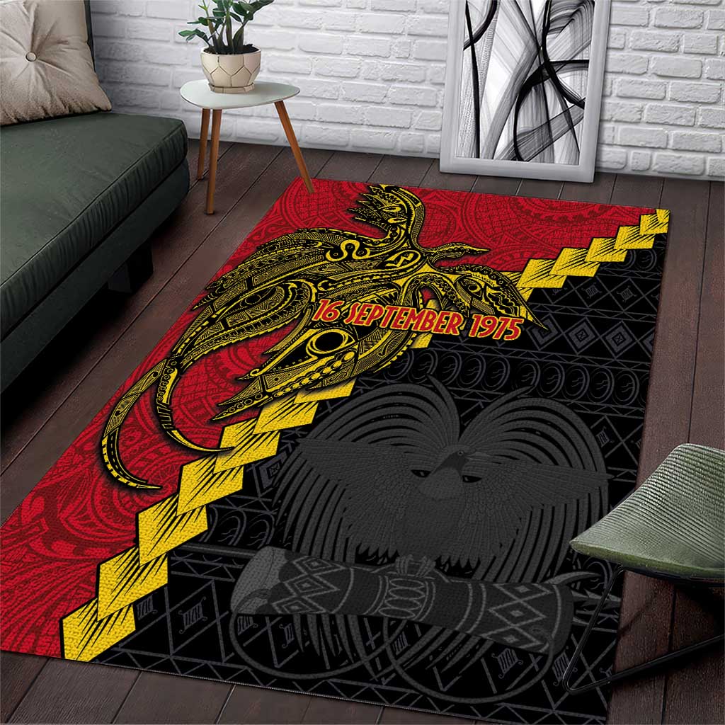 Papua New Guinea Independence Day Area Rug Bird-of-paradise Melanesian Tattoo