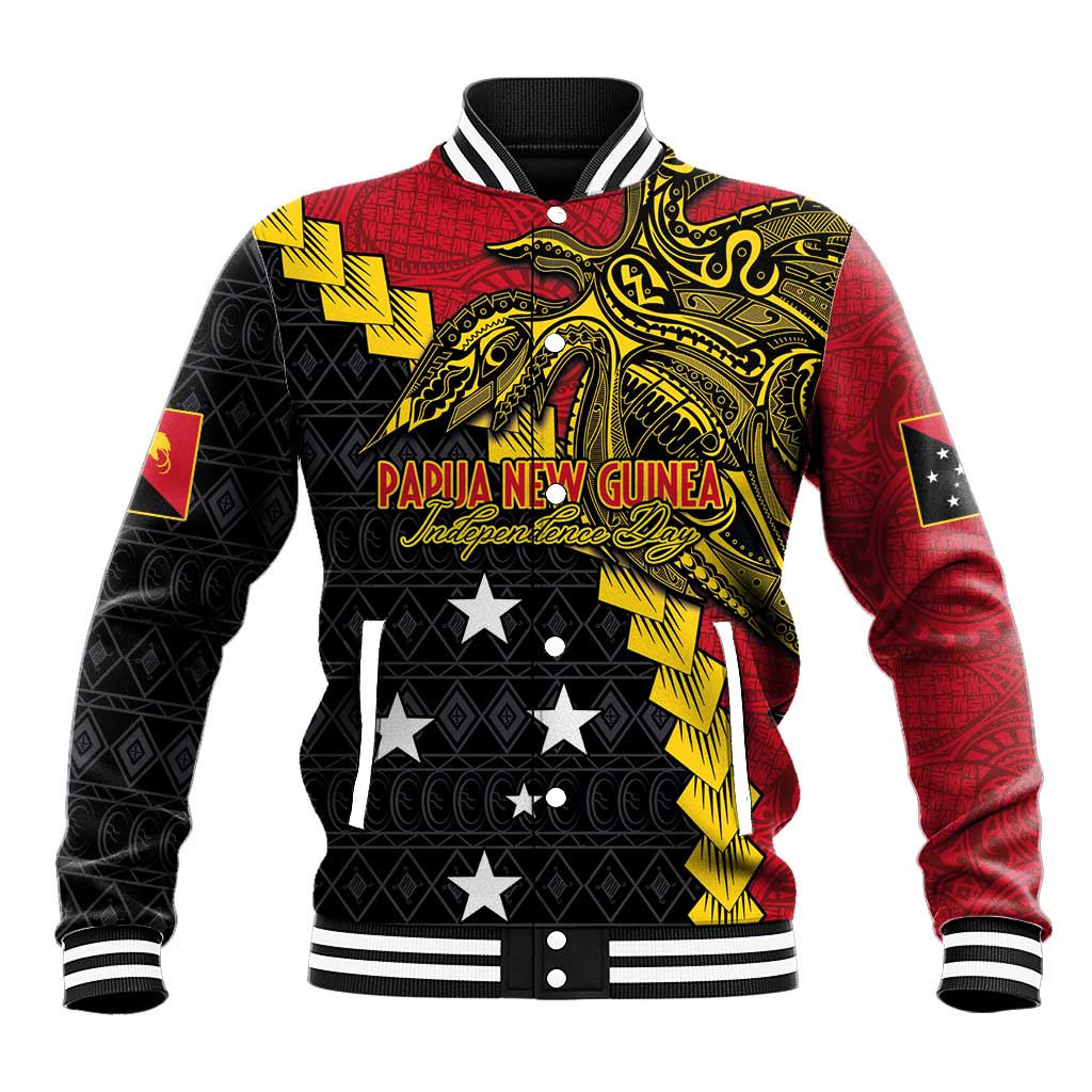 Papua New Guinea Independence Day Baseball Jacket Bird-of-paradise Melanesian Tattoo LT03 Unisex Red - Polynesian Pride