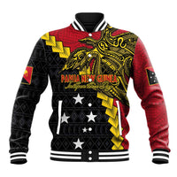 Papua New Guinea Independence Day Baseball Jacket Bird-of-paradise Melanesian Tattoo LT03 Unisex Red - Polynesian Pride