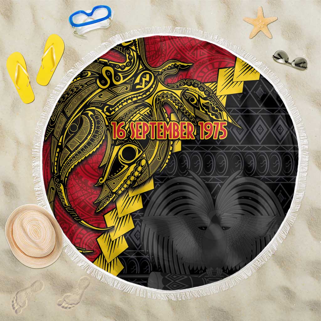 Papua New Guinea Independence Day Beach Blanket Bird-of-paradise Melanesian Tattoo LT03 One Size 150cm Red - Polynesian Pride