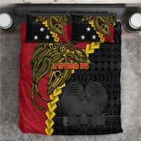Papua New Guinea Independence Day Bedding Set Bird-of-paradise Melanesian Tattoo LT03 Red - Polynesian Pride