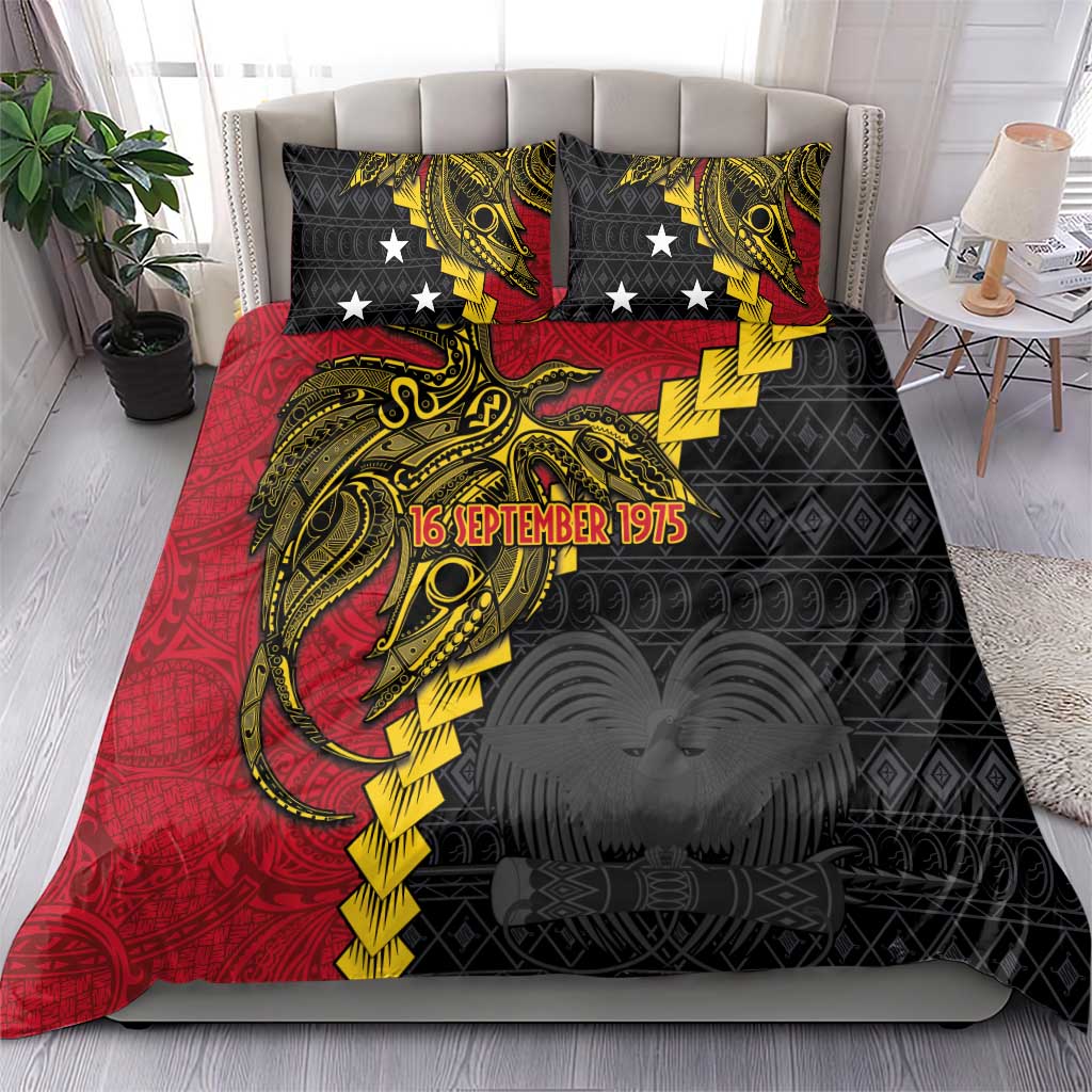 Papua New Guinea Independence Day Bedding Set Bird-of-paradise Melanesian Tattoo LT03 - Polynesian Pride