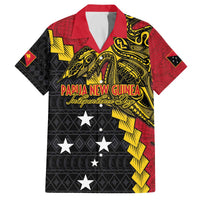 Papua New Guinea Independence Day Family Matching Off The Shoulder Long Sleeve Dress and Hawaiian Shirt Bird-of-paradise Melanesian Tattoo LT03 Dad's Shirt - Short Sleeve Red - Polynesian Pride