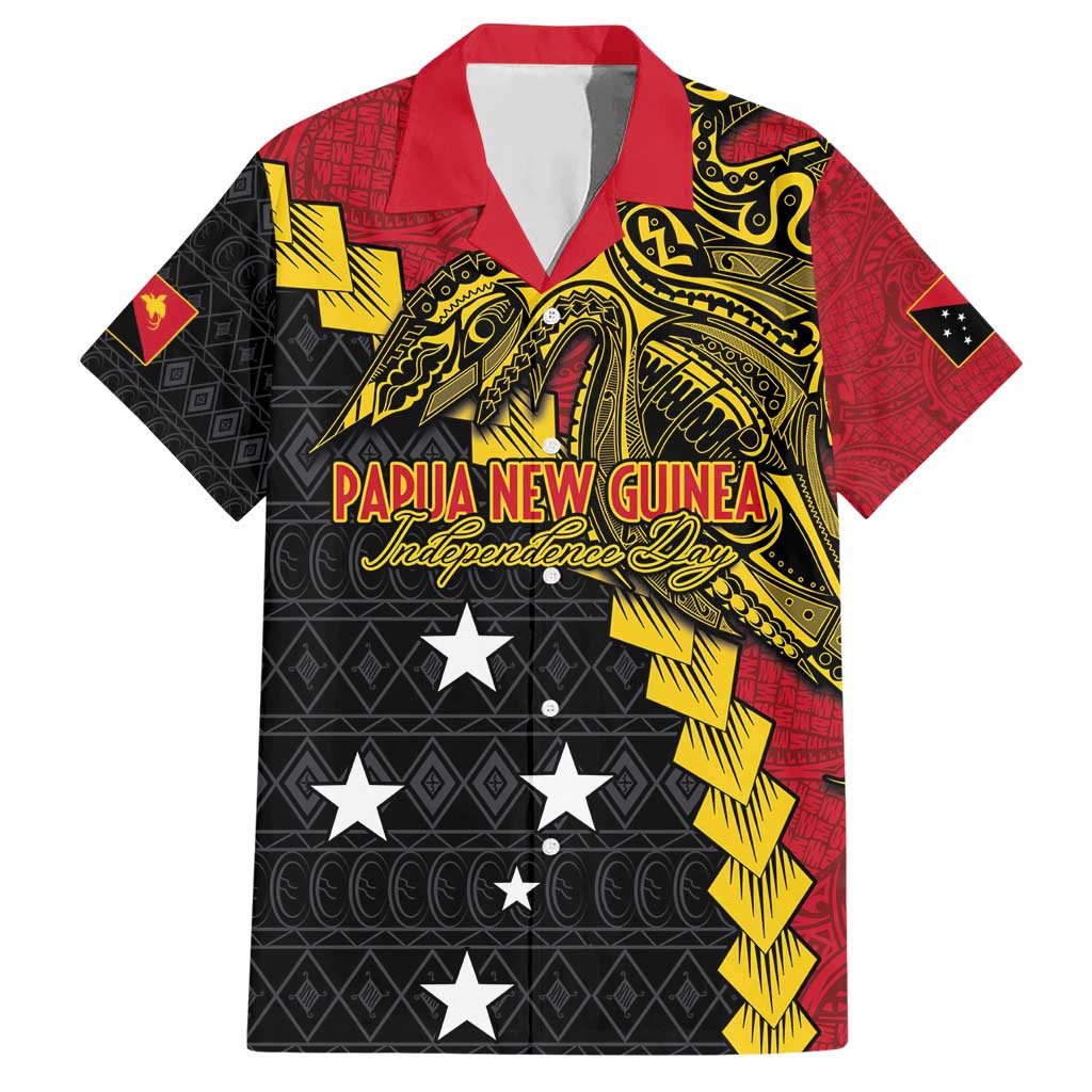 Papua New Guinea Independence Day Family Matching Short Sleeve Bodycon Dress and Hawaiian Shirt Bird-of-paradise Melanesian Tattoo LT03 Dad's Shirt - Short Sleeve Red - Polynesian Pride