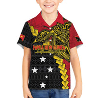 Papua New Guinea Independence Day Family Matching Tank Maxi Dress and Hawaiian Shirt Bird-of-paradise Melanesian Tattoo LT03 Son's Shirt Red - Polynesian Pride