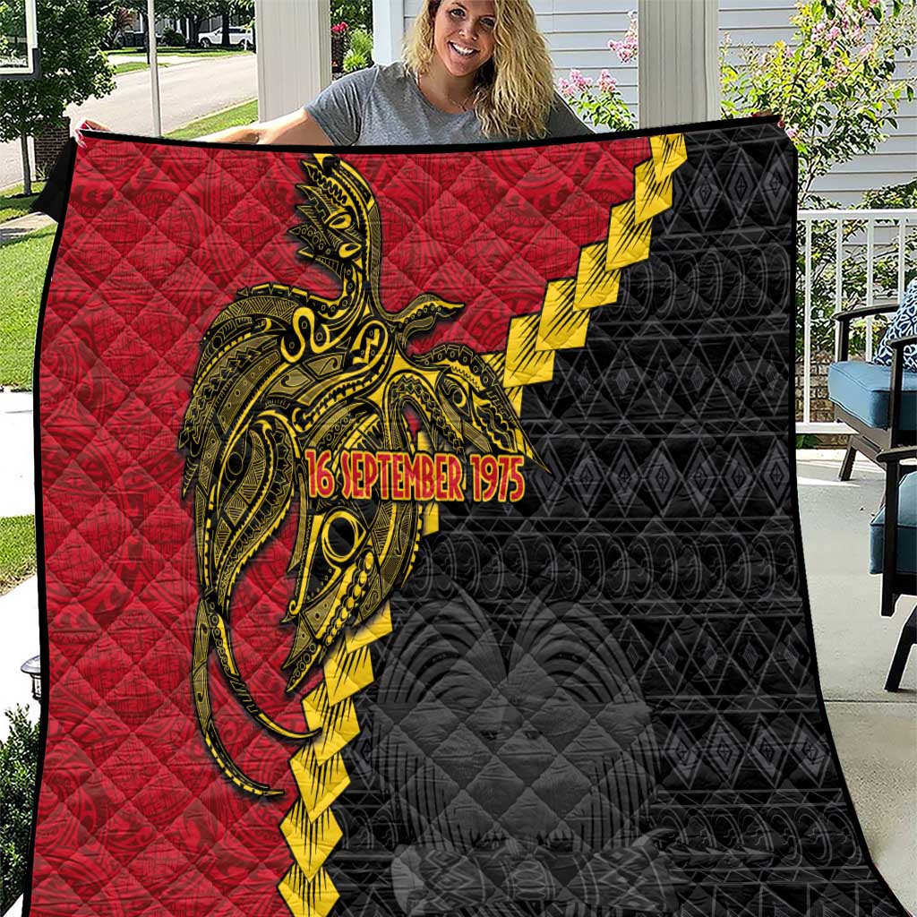 Papua New Guinea Independence Day Quilt Bird-of-paradise Melanesian Tattoo LT03 Red - Polynesian Pride
