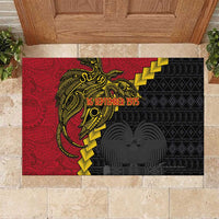 Papua New Guinea Independence Day Rubber Doormat Bird-of-paradise Melanesian Tattoo LT03 Red - Polynesian Pride