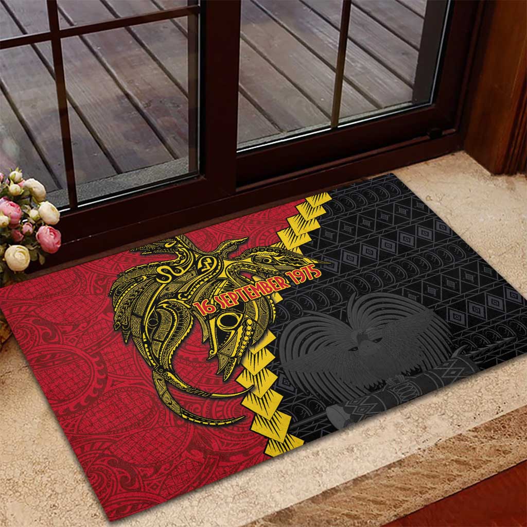 Papua New Guinea Independence Day Rubber Doormat Bird-of-paradise Melanesian Tattoo LT03 - Polynesian Pride
