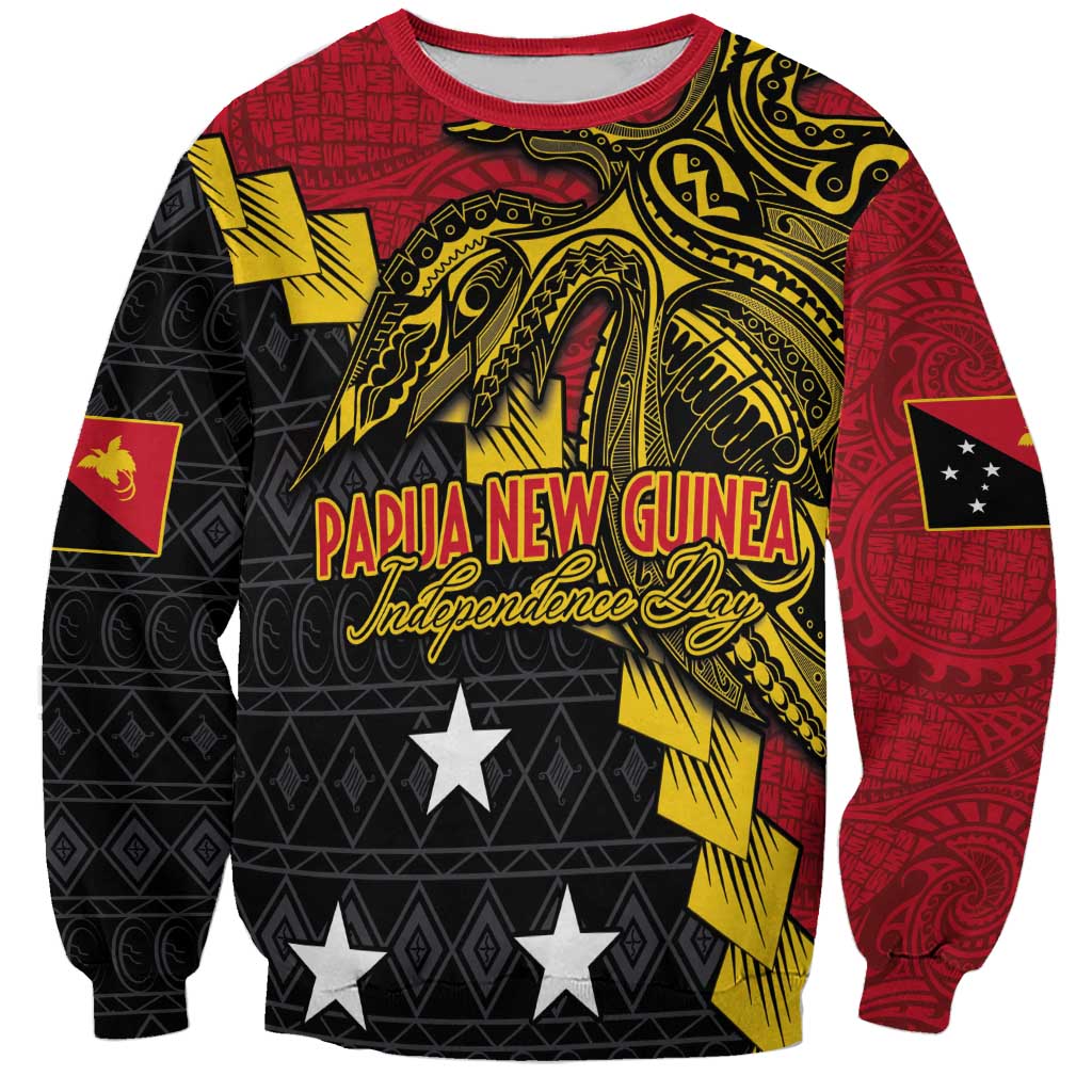 Papua New Guinea Independence Day Sweatshirt Bird-of-paradise Melanesian Tattoo LT03 Unisex Red - Polynesian Pride