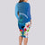 Custom Polynesian Fiji Long Sleeve Bodycon Dress Shark and Hibiscus Tapa Pattern Blue Version LT03 - Polynesian Pride