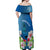 Custom Polynesian Fiji Off Shoulder Maxi Dress Shark and Hibiscus Tapa Pattern Blue Version LT03 - Polynesian Pride