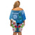 Custom Polynesian Fiji Off Shoulder Short Dress Shark and Hibiscus Tapa Pattern Blue Version LT03 - Polynesian Pride