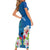 Custom Polynesian Fiji Short Sleeve Bodycon Dress Shark and Hibiscus Tapa Pattern Blue Version LT03 - Polynesian Pride