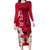 Polynesian Fiji Long Sleeve Bodycon Dress Shark and Hibiscus Tapa Pattern Red Version LT03 Long Dress Red - Polynesian Pride