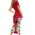 Polynesian Fiji Short Sleeve Bodycon Dress Shark and Hibiscus Tapa Pattern Red Version LT03 - Polynesian Pride