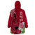 Polynesian Fiji Wearable Blanket Hoodie Shark and Hibiscus Tapa Pattern Red Version LT03 - Polynesian Pride